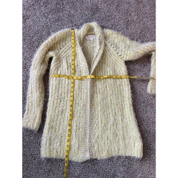 Anthropologie Yellow Larkin Shimmer Fuzzy Cardigan Sweater Size XS Cozy - Picture 3 of 8